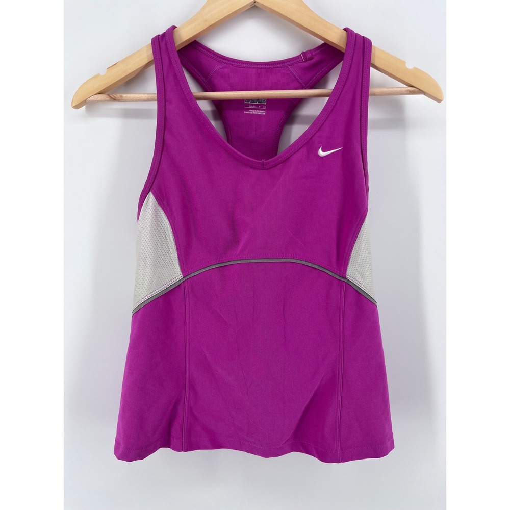Nike Fit Dry Womens S Magenta Purple Racerback Tank Top Mesh Retro Activewear